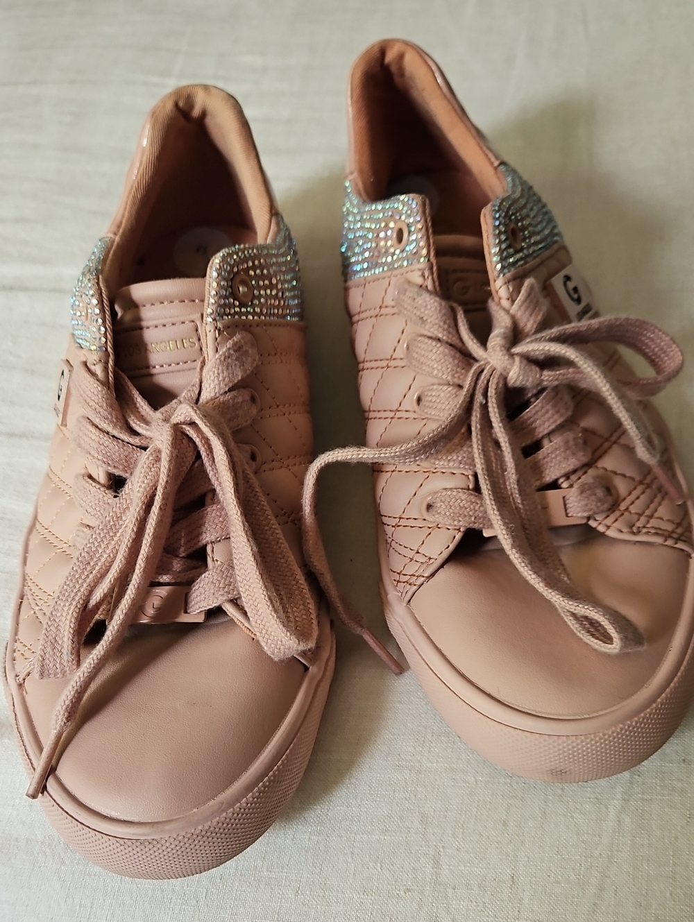 GBG Los Angeles G Guess Rose Pink Blush Quilted Sneakers Sparkle Trim Size 9M
